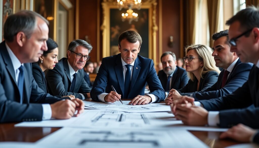 emmanuel macron réunit les leaders de l'industrie de défense à l'élysée pour stimuler la production d'armement. découvrez les enjeux stratégiques et les initiatives annoncées pour renforcer la sécurité nationale et répondre aux défis contemporains.